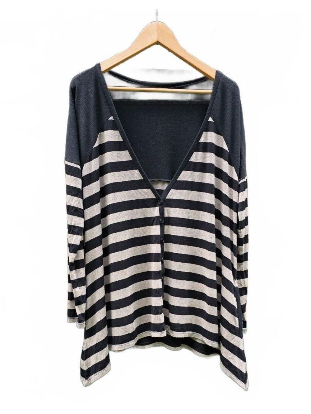 Bardot Black And Tan Oversized Light Cardigan With Pockets XL Preppy/French Girl